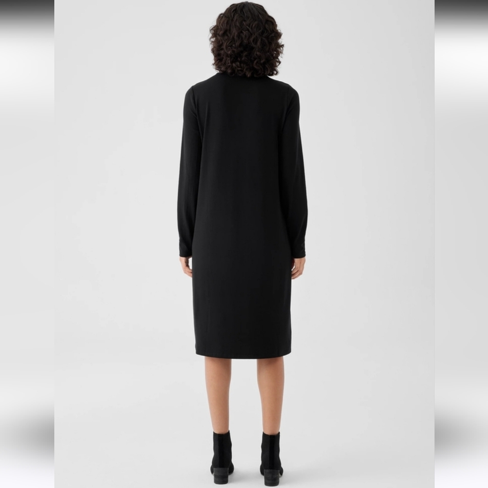 🌸 Eileen Fisher | 100% Silk Turtleneck Midi Dress, size L - Picture 2 of 10